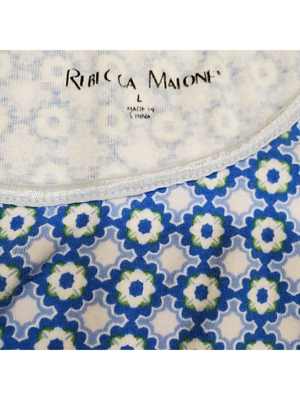 Rebecca Malone Blue Floral Cotton Tank Top Size Large - Picture 6 of 6